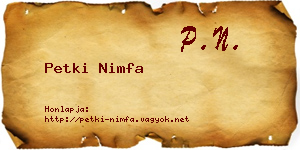 Petki Nimfa névjegykártya